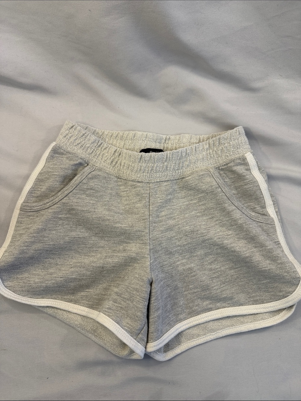 Light Gray Athletic Knit Shorts with White Trim